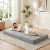 Trodijelni sklopivi madrac 200 × 90 × 15 cm, svijetlosiva