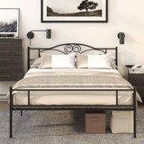 Metalni krevet s uzglavljem 145 × 211 × 108 cm, crni