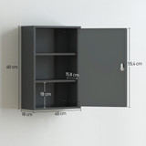 Zidni ormarić za lijekove s bravom 40 × 18 × 60 cm, siva