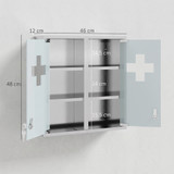 Ormarić za lijekove s bravom i staklenim vratima 46 × 12 × 48 cm, srebrni