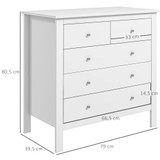 Komoda s 5 ladica 79 × 39,5 × 80,5 cm, bijela