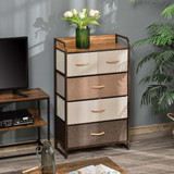 Komoda s 5 platnenih ladica 58 × 29 × 99 cm, smeđa, siva ili bež