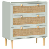 Komoda s 3 ladice i ratan frontovima 80 × 40 × 87,5 cm, zelena
