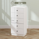 Komoda s 5 ladica 47 × 29 × 95 cm, bijela