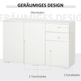 Komoda s 2 ladice i push-click otvaranjem 117 × 36 × 74 cm, bijela