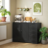Komoda s 4 ladice i ormarićem 105 × 40 × 76 cm, crna