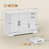 Komoda s 2 ladice i 3 vrata 120 × 38 × 79 cm, bijela