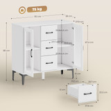 Komoda s 3 ladice i 2 staklena vrata 90 × 38 × 86 cm, bijela