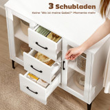 Komoda s 3 ladice i 2 staklena vrata 90 × 38 × 86 cm, bijela