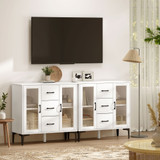 Komoda s 3 ladice i 2 staklena vrata 90 × 38 × 86 cm, bijela