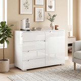 Komoda s 4 ladice i vratima 100 × 40 × 80 cm, bijela visokog sjaja