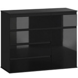 Komoda s 5 ladica i ormarićem 100 × 40 × 80 cm, crna, visoki sjaj