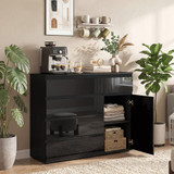 Komoda s 5 ladica i ormarićem 100 × 40 × 80 cm, crna, visoki sjaj