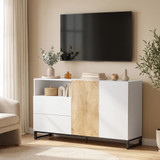 Komoda s 2 vrata i 2 ladice 140 × 40 × 85 cm, bijela i hrast