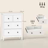 Komoda s 4 ladice 74 × 35 × 97 cm, bijela