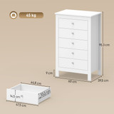 Komoda s 5 ladica 60 × 39,5 × 95,3 cm, bijela