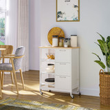 Kuhinjska kolica s 3 ladice 67 × 37 × 84 cm, bijela i natur
