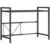 Polica za mikrotalasnu s 3 kuke, izvlačiva 39,5–64 × 32 × 47,5 cm, crna