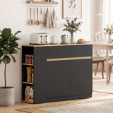 Komoda s ladicom, ormarićem i 3 otvorene police 110 × 29,5 × 82 cm, crna