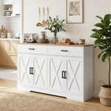 Komoda s 2 ladice i 2 ormarića 140 × 38,5 × 81 cm, bijela s hrastom