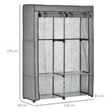 Ormar od tkanine s 4 police i 2 šipke 118 × 49 × 170 cm, svijetlosivi