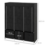 Sklopivi ormar za odjeću s 3 ladice 125 × 43 × 162,5 cm, crni