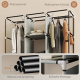 Sklopivi ormar od tkanine s 3 ladice 125 × 43 × 162,5 cm, svijetlosiva