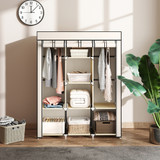 Ormar od tkanine s 8 polica i 2 šipke 125 × 43 × 162,5 cm, krem bijeli