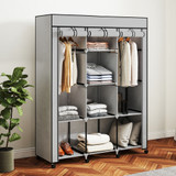 Ormar od tkanine s 8 polica i 2 šipke 125 × 43 × 162,5 cm, svijetlosiva