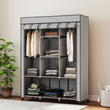 Ormar od tkanine s 8 polica i 2 šipke 125 × 43 × 162,5 cm, svijetlosiva