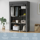 Ormar od tkanine s 6 polica i šipkom 103 × 43 × 162,5 cm, tamnosiva