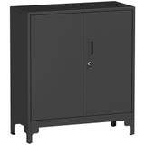 Metalni kancelarijski ormar s zaključavanjem 80 × 35 × 91 cm, crni