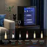Hladnjak za vino za 16 boca, 48 l, sa staklenim vratima i LED svjetlom, crni