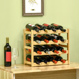 Polica za vino od bambusa za 16 boca 43 × 23,5 × 38 cm, prirodna