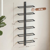 Zidna polica za vino za 6 boca 27 × 10 × 71 cm, crna