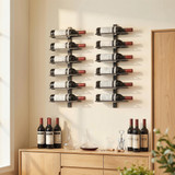 Zidna polica za vino za 6 boca 27 × 10 × 71 cm, crna