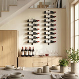 Zidna polica za vino za 6 boca 27 × 10 × 71 cm, crna