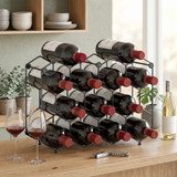 Polica za vino za 13 boca saćastog dizajna 43 × 15,5 × 31 cm, crna