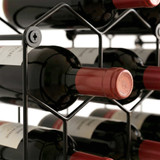 Polica za vino za 13 boca saćastog dizajna 43 × 15,5 × 31 cm, crna