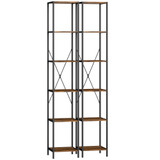 Set od 2 police za knjige sa 6 nivoa 30 × 30 × 174,5 cm, rustično smeđa