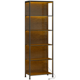 Polica za knjige s 5 nivoa i LED osvjetljenjem 60 × 30 × 179 cm, crna