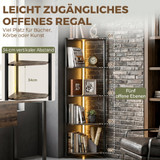 Ugaona polica s 5 nivoa i LED osvjetljenjem 32 × 32 × 147 cm, rustik smeđa