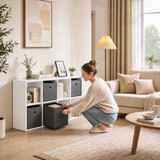 Polica s 8 pretinaca i 4 tkaninske ladice 105,9 × 30 × 53,7 cm, bijela