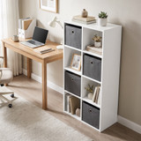 Polica s 8 pretinaca i 4 tkaninske ladice 105,9 × 30 × 53,7 cm, bijela