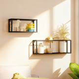 Set od 2 zidne police 60 × 12 × 21 cm i 40 × 12 × 19 cm, crne