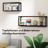Set od 2 zidne police 60 × 12 × 21 cm i 40 × 12 × 19 cm, crne