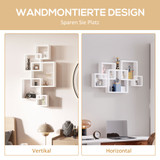 Zidna polica s 9 pregrada od masivnog drveta 49,5 × 10,2 × 86 cm, bijela