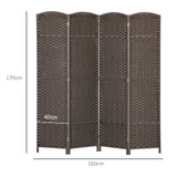 Paravan sklopivi s 4 panela 160 × 1,6 × 170 cm, smeđi
