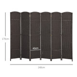 Paravan sa 6 panela 240 × 170 cm, smeđi