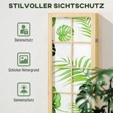 Sklopivi paravent s 4 panela 160 × 170 cm, tropski motiv, zelena